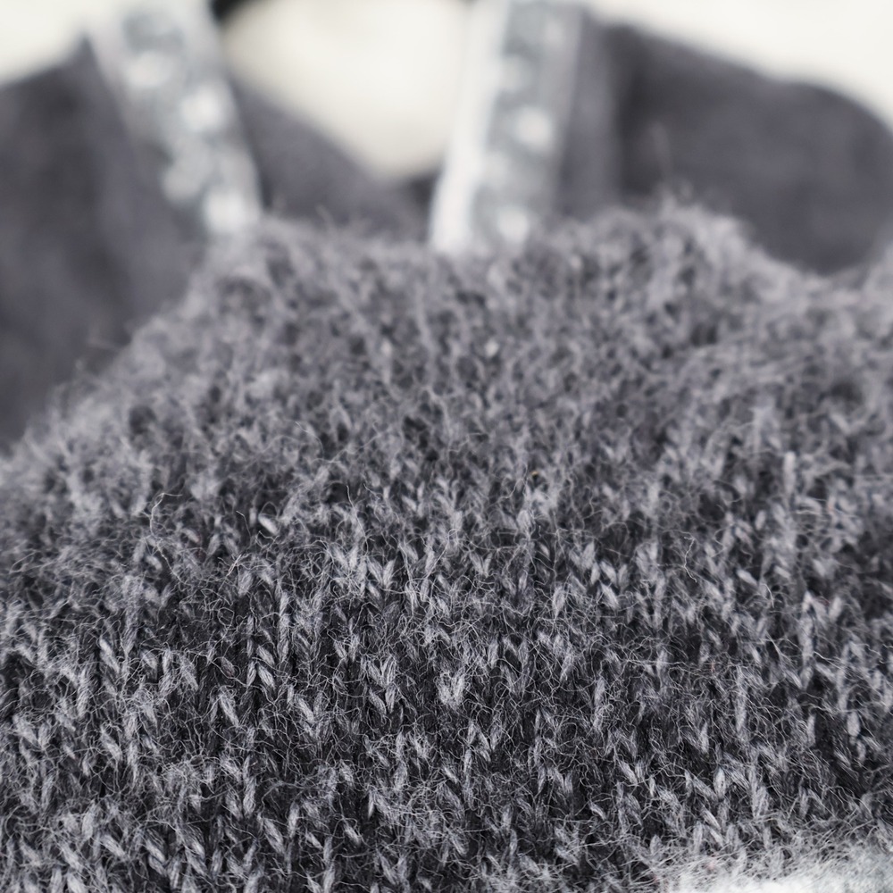 Alpaca Snowflake Hooded Sweater Womens XS Charcoal Gray Fringe Hem Apres Ski - Picture 11 of 16